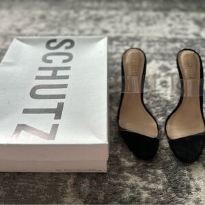 SCHUTZ Black and Clear Women's Heels